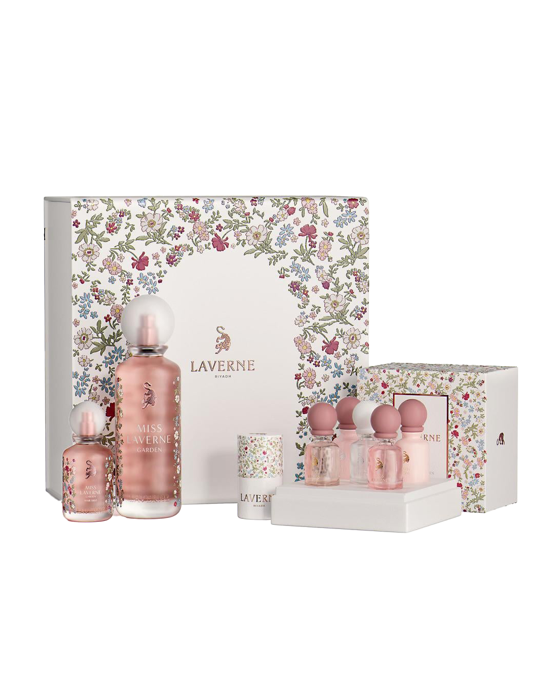 Laverne box, (200 ml) bottle, 5 (10 ml) bottles, and (50 ml) hair pack.